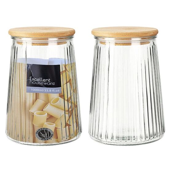Borcan EH, din sticla, cu capac bambus, 1 l, 16 cm, 2 image