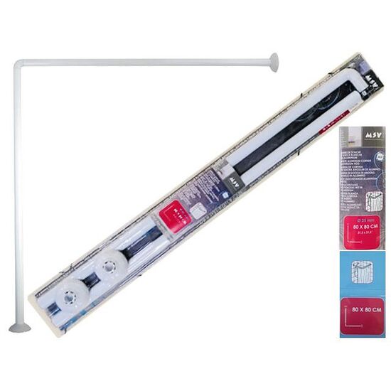 Tija pentru perdea MSV, forma "Г", aluminiu, 80х80cm, alba