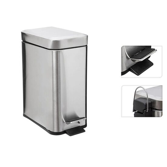 Cos de gunoi Five Poubelle, cu pedala, 5l, metal, argintiu