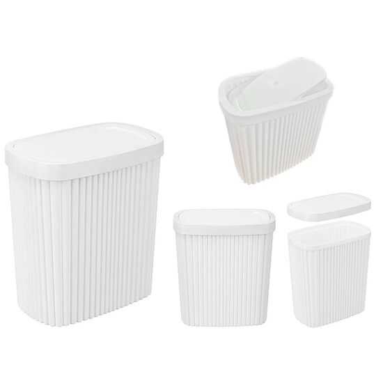 Container pentru gunoi Econova Velvet, 1.9l, 16x10x17.2 cm, alb