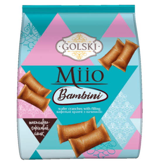 Вафельные рулетики Golski MIIO Bambini, с начинкой из ореха и шоколада, 180 г