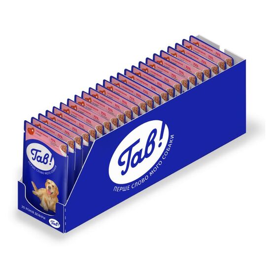 Set Hrana umeda ГАВ!, Pentru caini adulti, Cu vita in sos, 100 g, 24 buc
