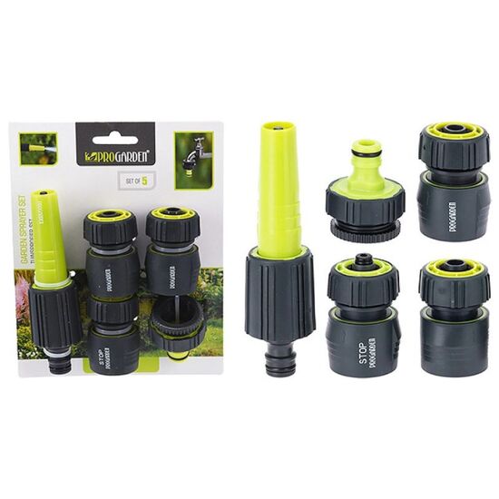 Set conectori cu legatura pentru furtun PROGARDEN, 5 buc, verde