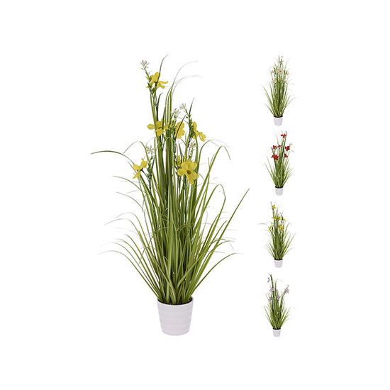 Floare artificiala "Iarba inflorita", 85 cm, in ghiveci
