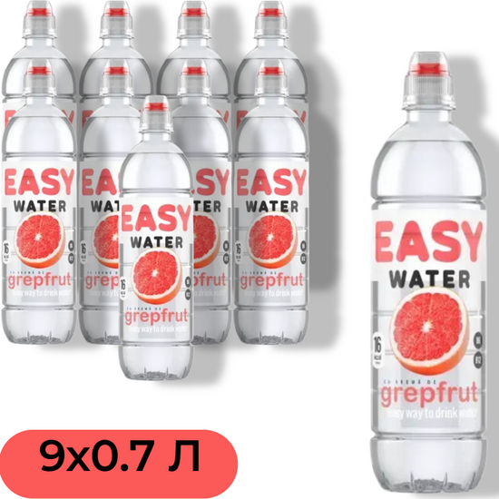 Set apa EASY WATER, Cu grapefruit, Necarbogazoasa, 0.7 l, 9 buc
