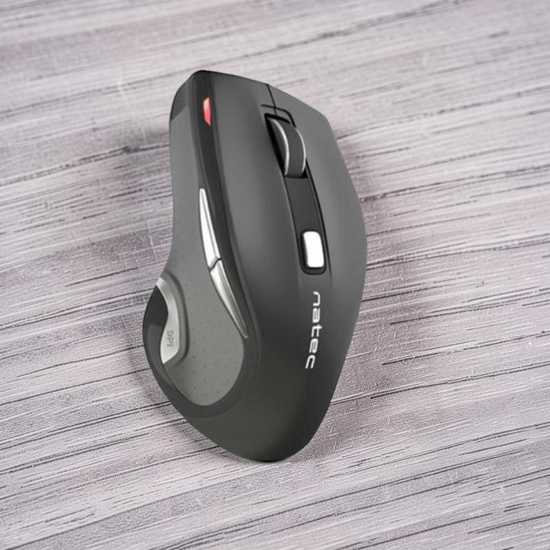 Мышь NATEC Jaguar, Беспроводная, 2400 DPI, Blue Sense, Чёрно-серая