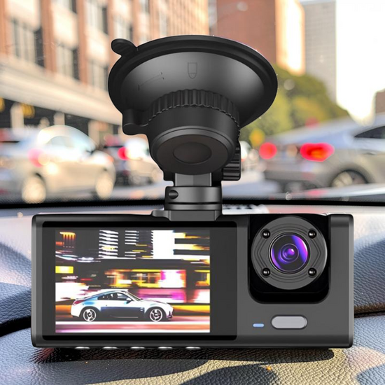 Recorder auto WOO DVR-F80, Cu camera spate, 1080P, Negru