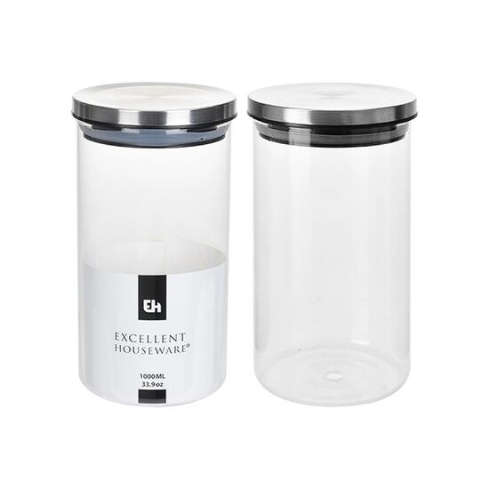 Borcan din sticla EH, 1l, 19 cm, capac din metal, 2 image