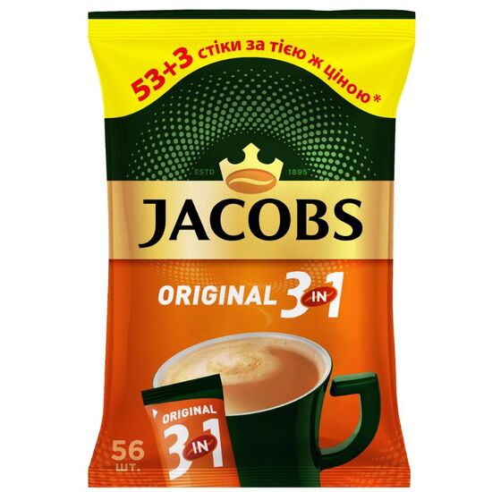 Кофе JACOBS Original 3in1, растворимый, 12 г х 56 шт