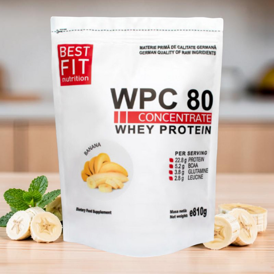 Proteina BEST FIT WPC 80 banana, 810 g