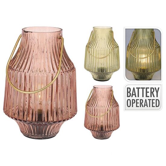 Фонарь "Амфора", LED, Стеклянный, 20 см, На батарейках