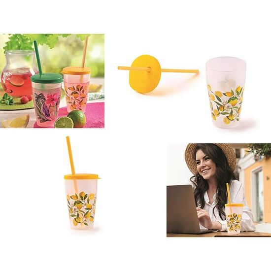 Pahar Snips 500ml "Lamaie", Cu capac si pai, Plastic, 2 image