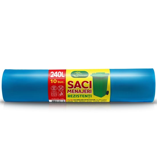 Saci de gunoi HOME COMFORT albastru, rezistenti, 10 buc/240 l