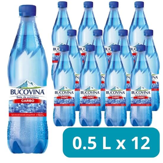 Упаковка BUCOVINA, вода минеральная, газированная, 500 мл, 12 шт