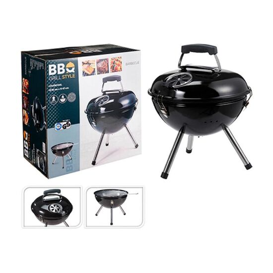 Grătar BBQ, Rotund, Pe picioare, Cu grilaj, D38 cm, H47 cm