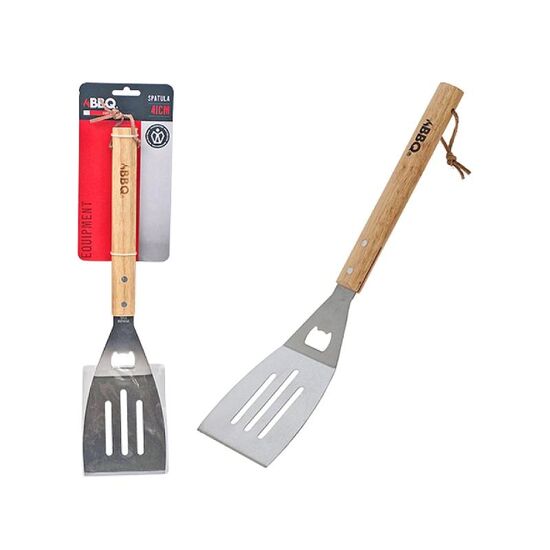 Spatulă BBQ, Pentru grătar, Mâner din lemn, 41 cm, 2 image