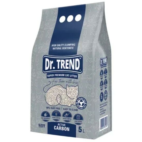 Наполнитель для кошачьего туалета DR.TREND Active Carbon Grey, бентонитовый, 5 Л