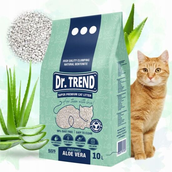Asternut pentru litieră din bentonit pentru pisici DR.TREND Aloe Vera, 5 L