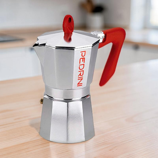 Ibric de cafea pentru 6 cani Pedrini, din aluminiu, clasica