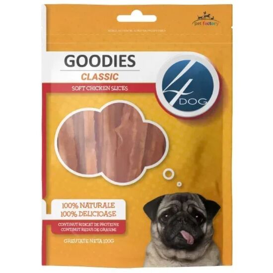 Delicatese pentru caini 4DOG GOODIES Classic felii moi de pui, 100 g