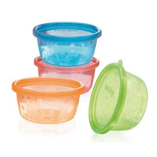 Set de recipiente NUBY NV0506001, Cu capace, 240 ml, 4 buc