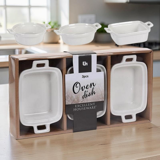 Set forme pentru preparate fierbinți EH, 20×16 cm, Porțelan, 3 buc