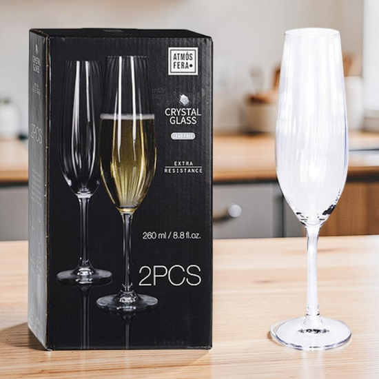 Set pocale sampanie Atmosfera Invino, 260 ml, 2 buc