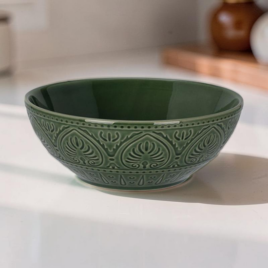 Салатница Embossed Leaves, керамическая, 20 см
