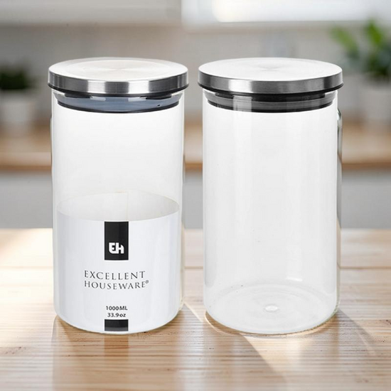 Borcan din sticla EH, 1l, 19 cm, capac din metal