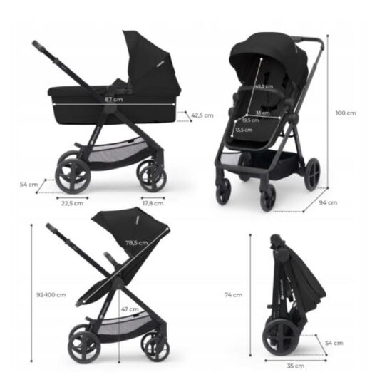 Cărucior KINDERKRAFT, 3-in-1, Newly + Mink Pro, Gri, 11 image