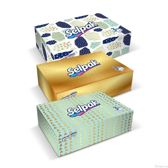 Салфетки в коробке SELPAK Mini 3 слоя косметические 70 шт, изображение 2