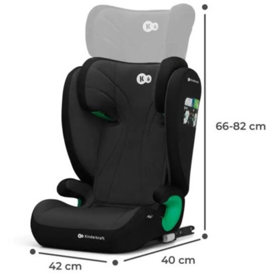 Scaun auto KINDERKRAFT Junior Fix2 I-Size gr. 2/3 (100-150 cm) negru grafit, 8 image