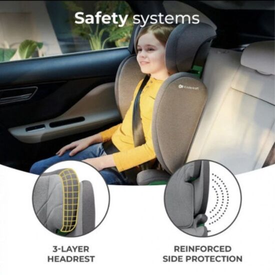 Scaun auto KINDERKRAFT Junior Fix2 I-Size gr. 2/3 (100-150 cm) gri, 8 image