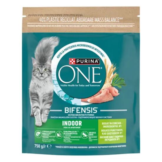 Hrana uscata pentru pisici PURINA ONE Indoor Formula, cu curcan, 750 g