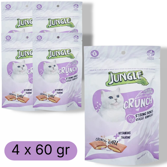 Set de recompense crocante JUNGLE, Cu umplutura (Pui, branza), Pentru pisici, 60 g, 4 buc
