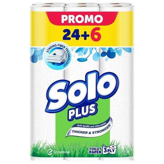 Туалетная бумага SOLO PLUS, 3 слоя, 30 рулона