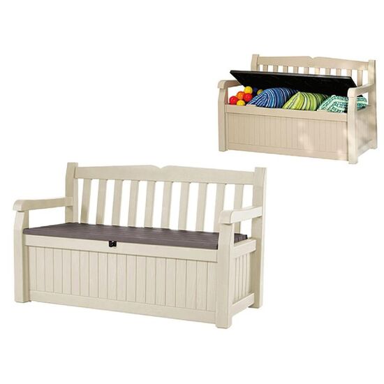 Скамья-комод Eden Bench, С ящиком для хранения, 265 л, 140X60X84 см, Бежево-коричневая
