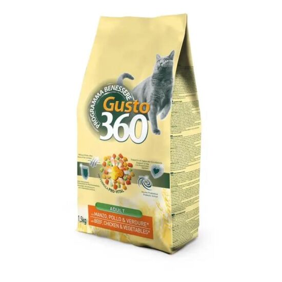 Корм GUSTO360, Говядина, курица, овощи, Для взрослых кошек, 20 кг