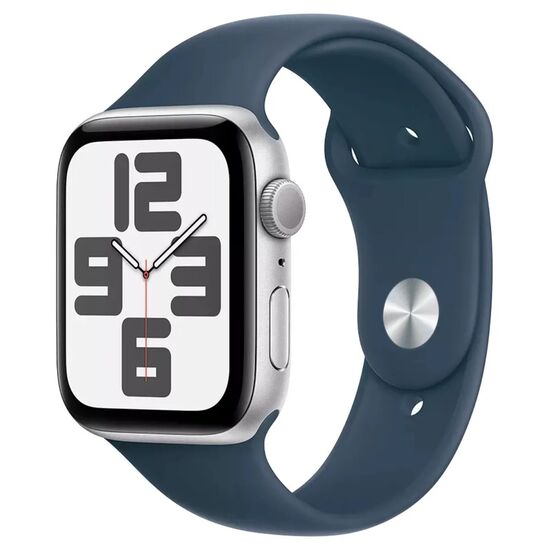 Умные часы Apple Watch SE, GPS, 44mm, Silver Aluminium Case Storm Blue Sport Band, M/L