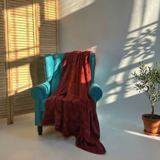 Cuvertura BUMBACEL VELUR STRIPES, Burgund, 150x200 cм