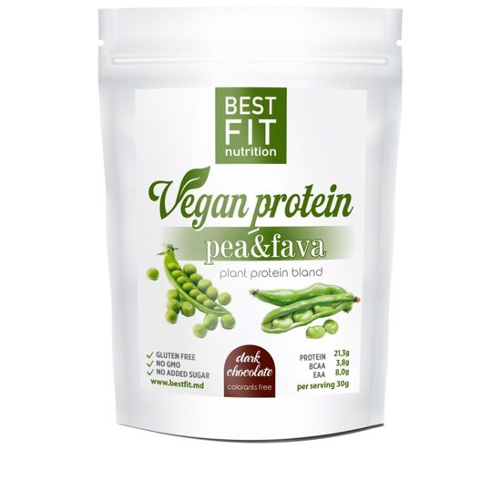 Веганский протеин BEST FIT Pea&Fava, тёмный шоколад, 480 г