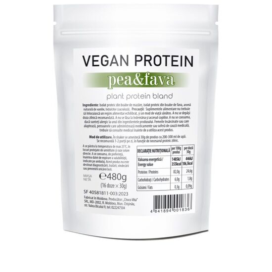Proteina vegana BEST FIT Pea&Fava, vanilla ice cream, 480 g, 2 image