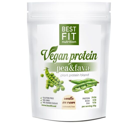 Proteina vegana BEST FIT Pea&Fava, vanilla ice cream, 480 g
