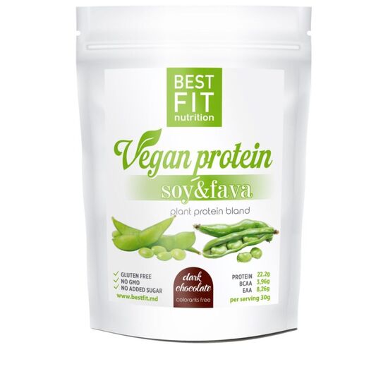 Веганский протеин BEST FIT Soy&Fava, тёмный шоколад, 480 г