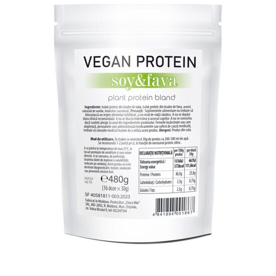 Proteina vegana BEST FIT Soy&Fava, vanilla ice cream, 480 g, 2 image