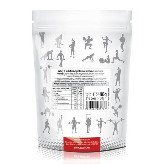 Протеин BEST FIT, Whey & Milk blend, со вкусом шоколада, 480 г, изображение 2
