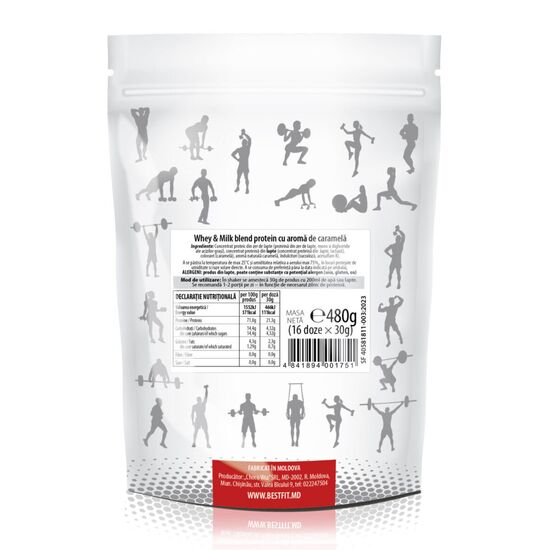 Протеин BEST FIT, Whey & Milk blend, со вкусом карамели, 480 г, изображение 2