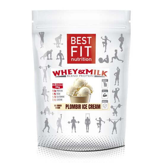 Proteina BEST FIT Whey&Milk blend, cu aroma de plombir, 480 g