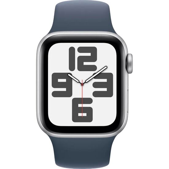 Умные часы Apple Watch SE, GPS, 44mm, Silver Aluminium Case Storm Blue Sport Band, M/L, изображение 2