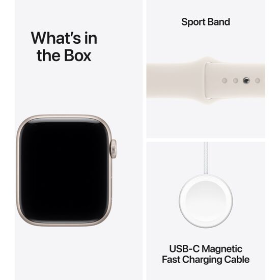Умные часы Apple Watch SE 3, GPS, 40mm, Starlight Aluminium Case Starlight Sport Band, S/M, изображение 6